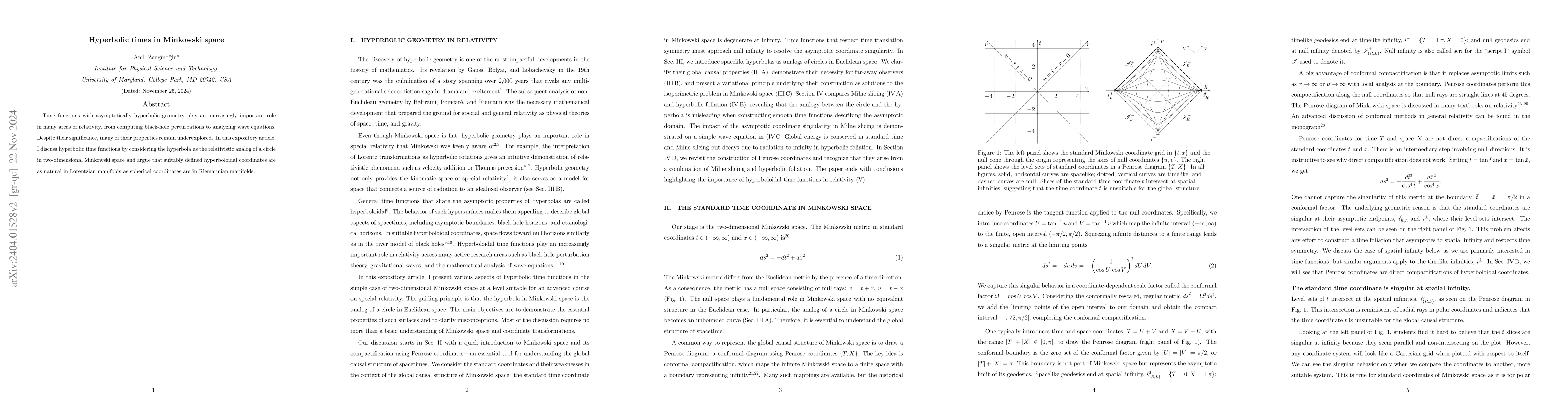 Thumbnail for Hyperbolic times in Minkowski space