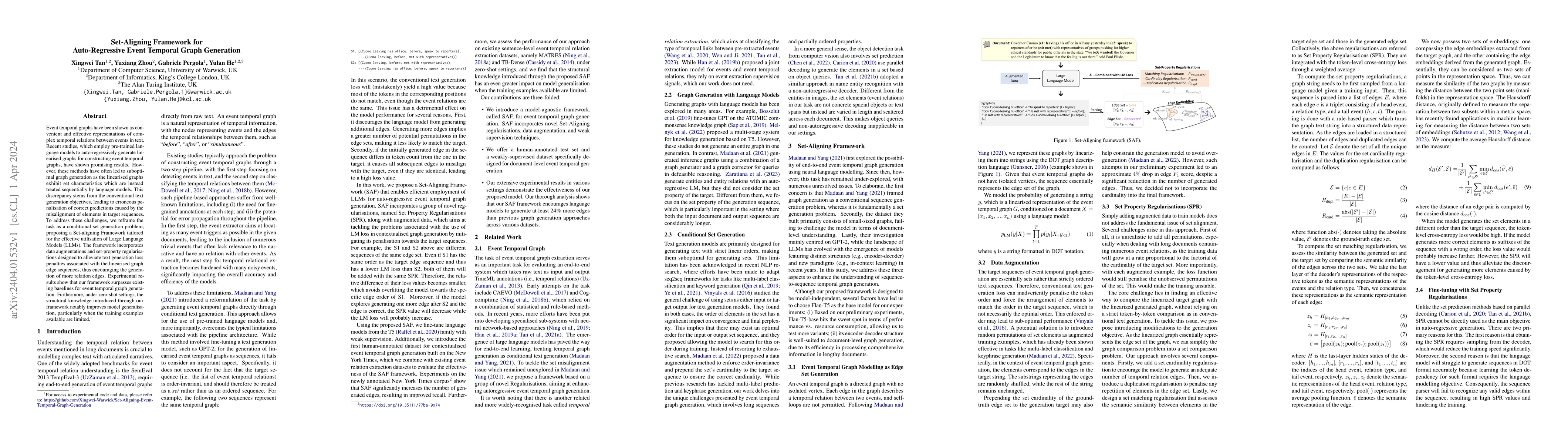 Thumbnail for Set-Aligning Framework for Auto-Regressive Event Temporal Graph
  Generation