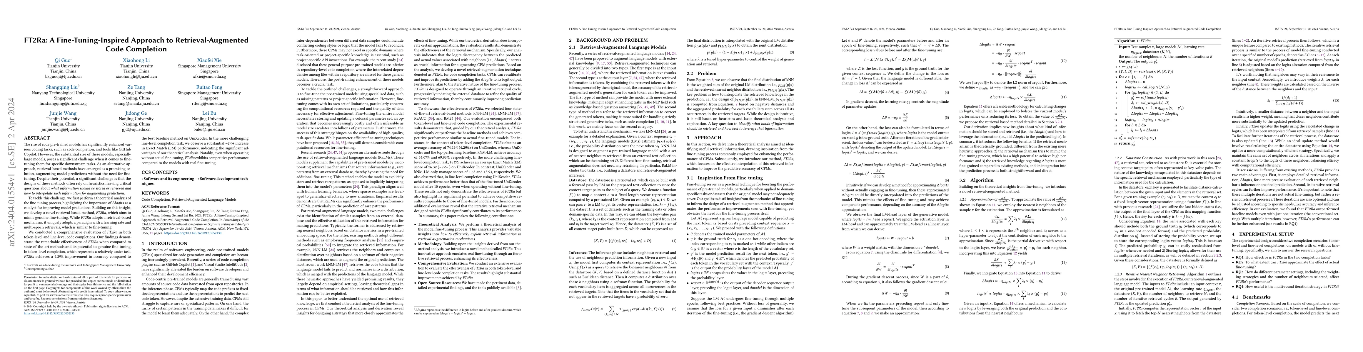 Thumbnail for FT2Ra: A Fine-Tuning-Inspired Approach to Retrieval-Augmented Code
  Completion