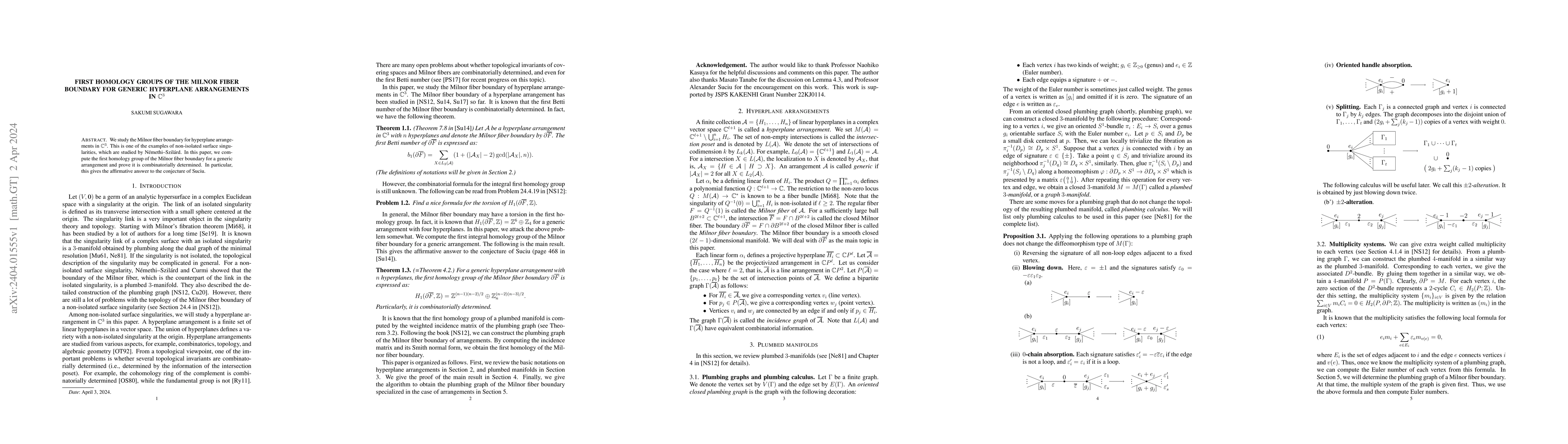 Thumbnail for First homology groups of the Milnor fiber boundary for generic
  hyperplane arrangements in $\mathbb{C}^{3}$