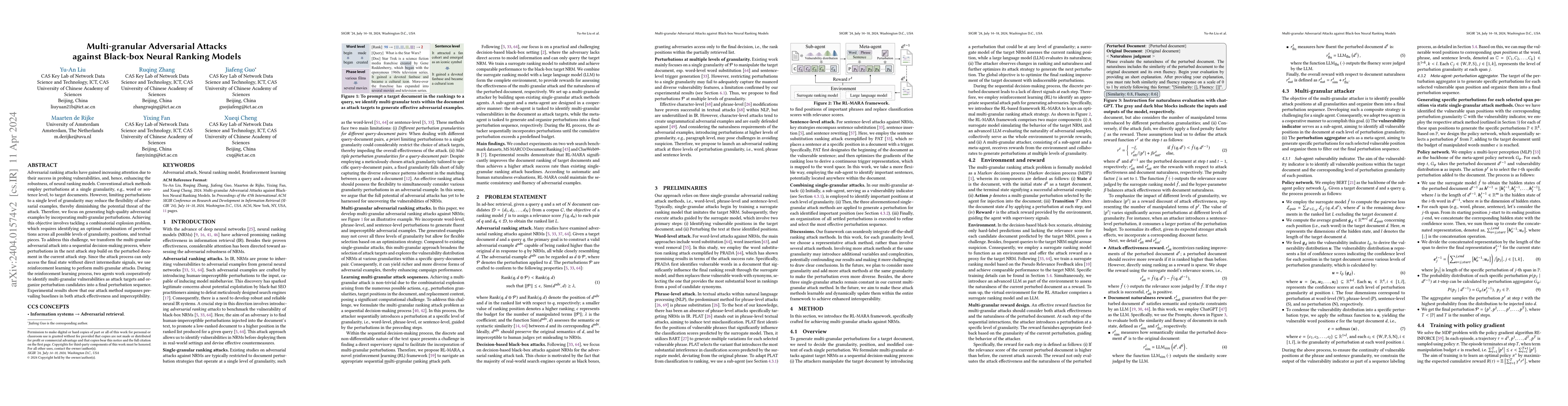 Thumbnail for Multi-granular Adversarial Attacks against Black-box Neural Ranking
  Models
