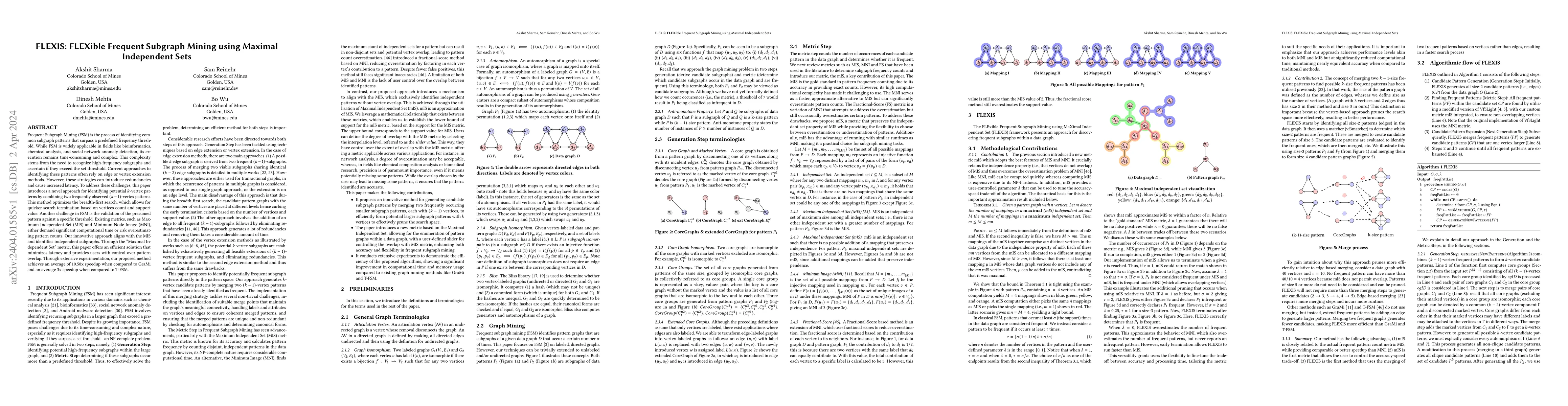Thumbnail for FLEXIS: FLEXible Frequent Subgraph Mining using Maximal Independent Sets