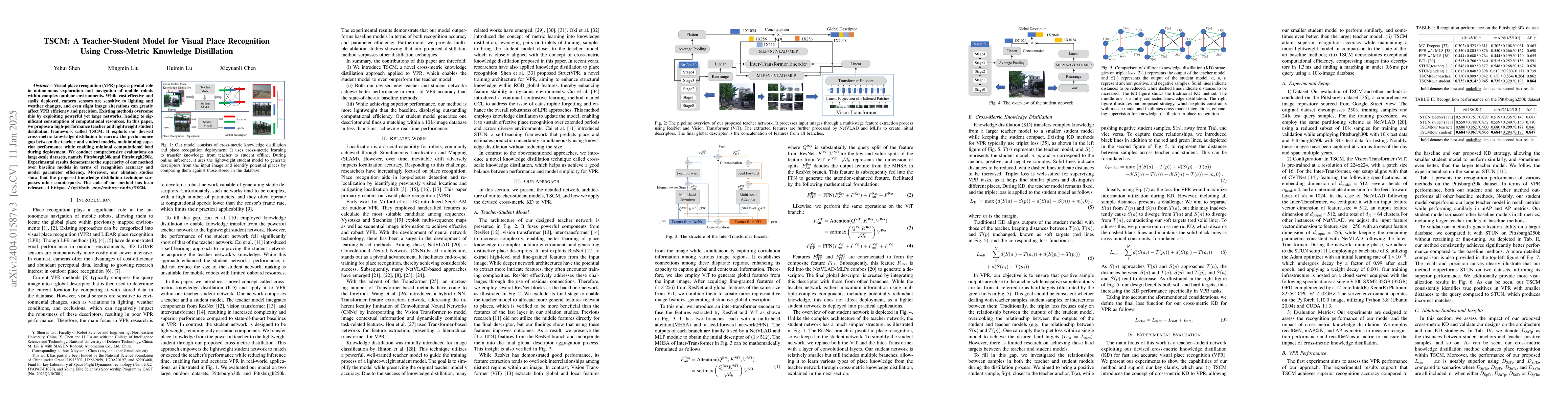 Thumbnail for TSCM: A Teacher-Student Model for Vision Place Recognition Using
  Cross-Metric Knowledge Distillation