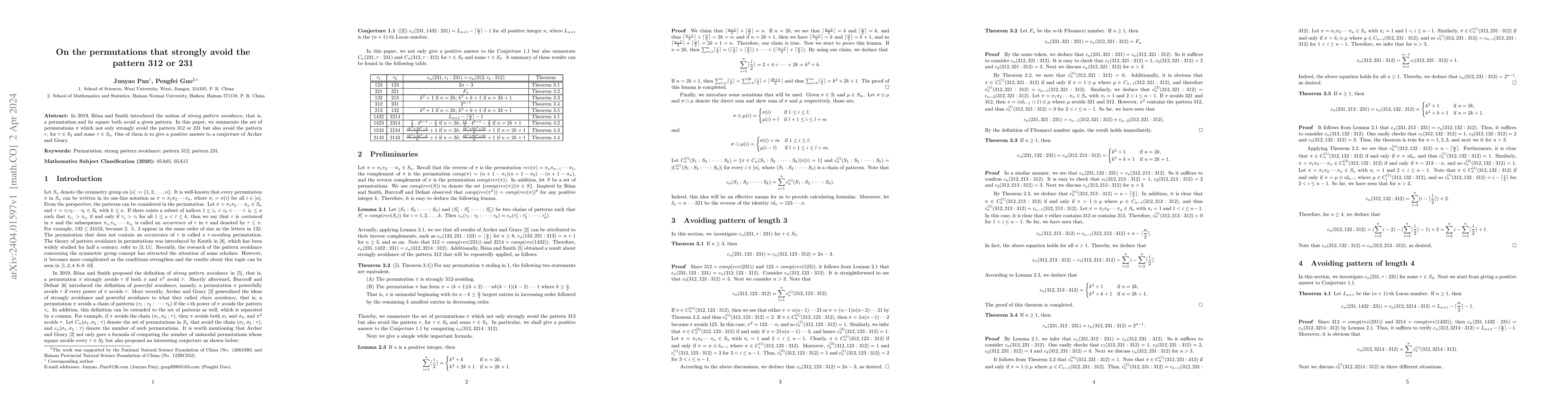 Thumbnail for On the permutations that strongly avoid the pattern 312 or 231