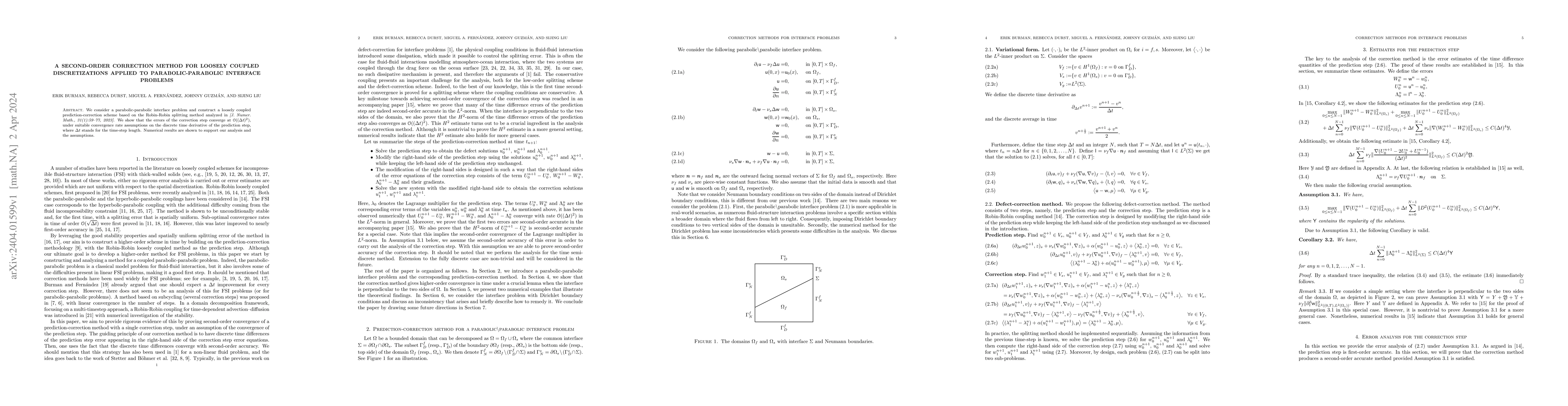 Thumbnail for A second-order correction method for loosely coupled discretizations
  applied to parabolic-parabolic interface problems
