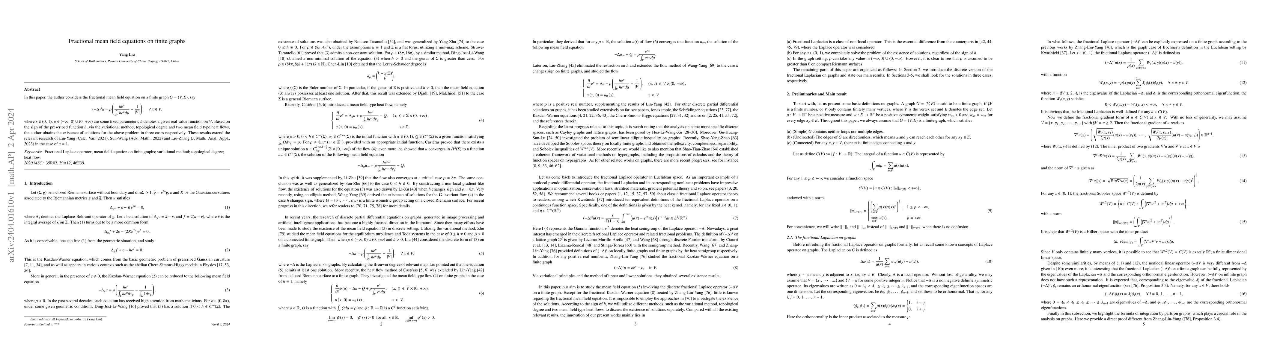 Thumbnail for Fractional mean field equations on finite graphs