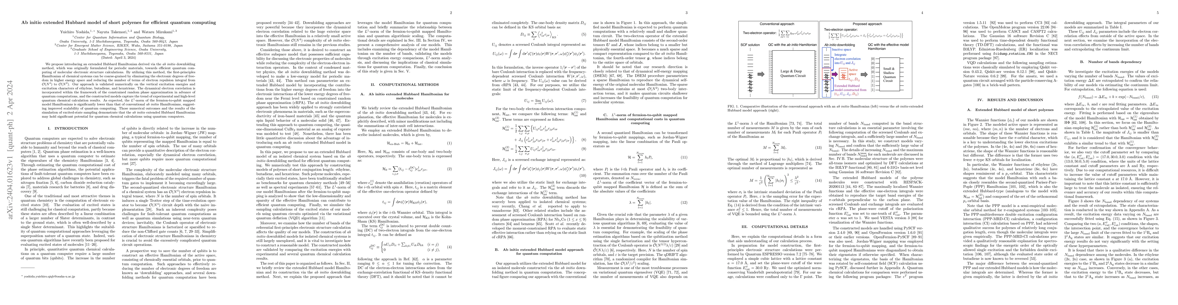 Thumbnail for Ab initio extended Hubbard model of short polyenes for efficient quantum
  computing