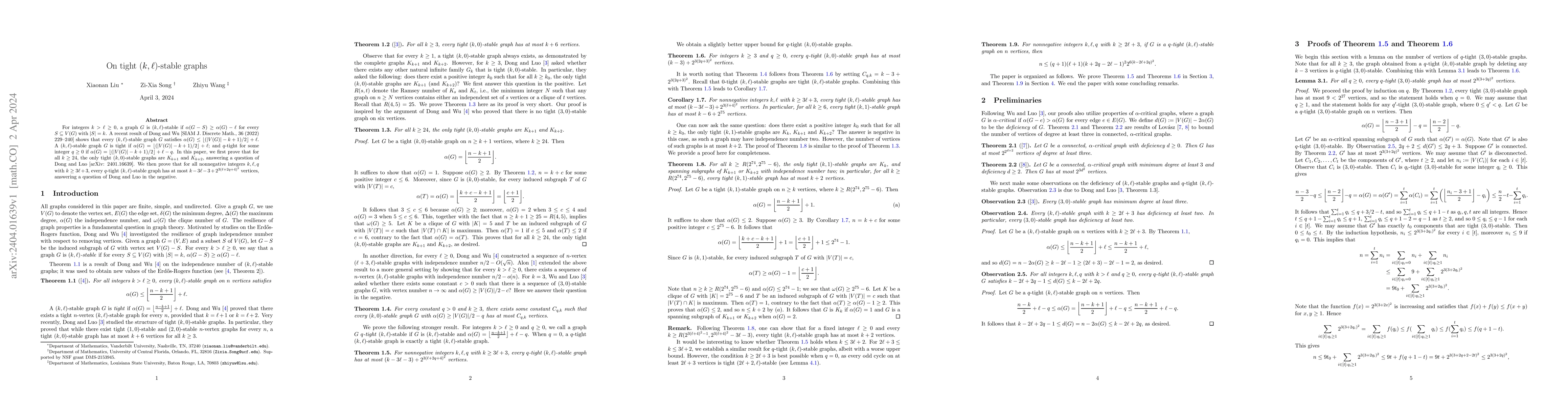 Thumbnail for On tight $(k,\ell)$-stable graphs