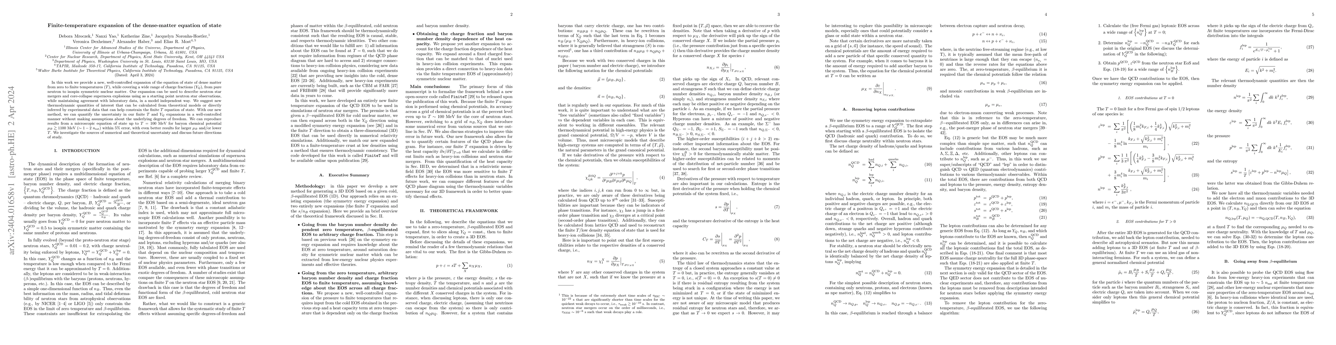 Thumbnail for Finite-temperature expansion of the dense-matter equation of state