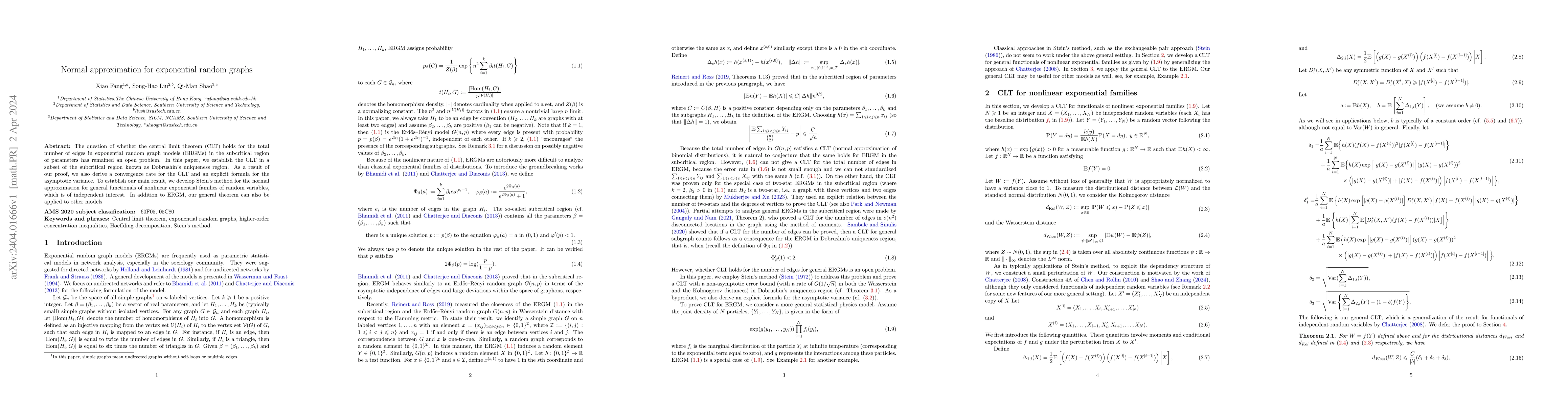 Thumbnail for Normal approximation for exponential random graphs