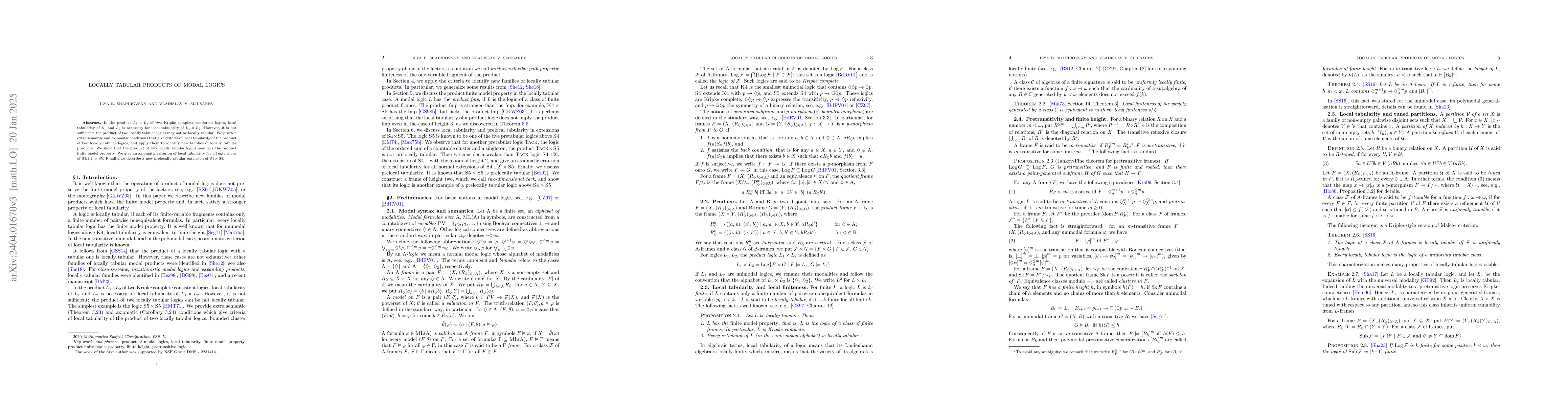 Thumbnail for Locally tabular products of modal logics