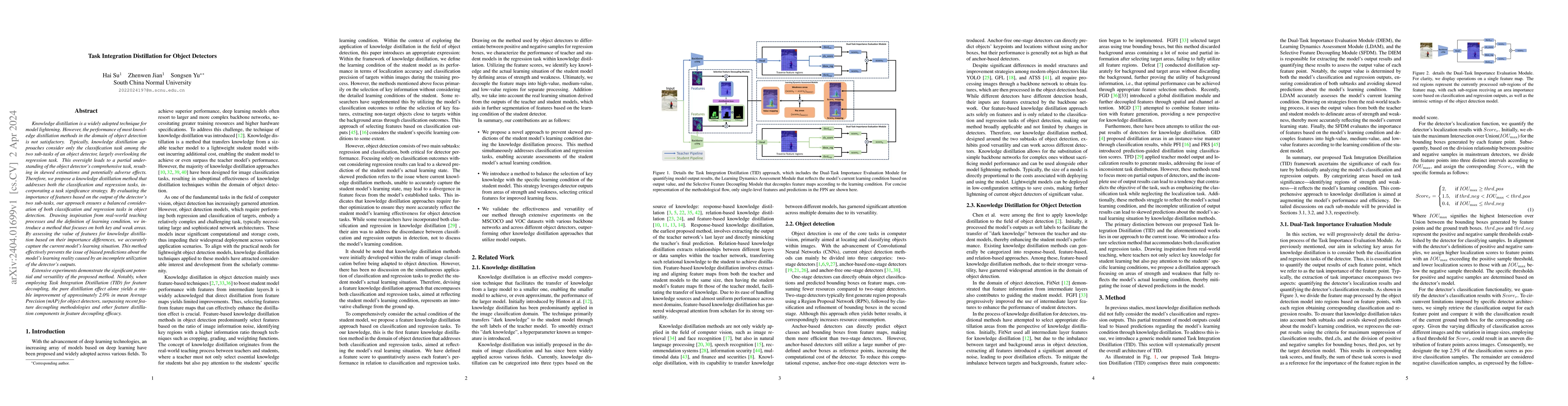 Thumbnail for Task Integration Distillation for Object Detectors