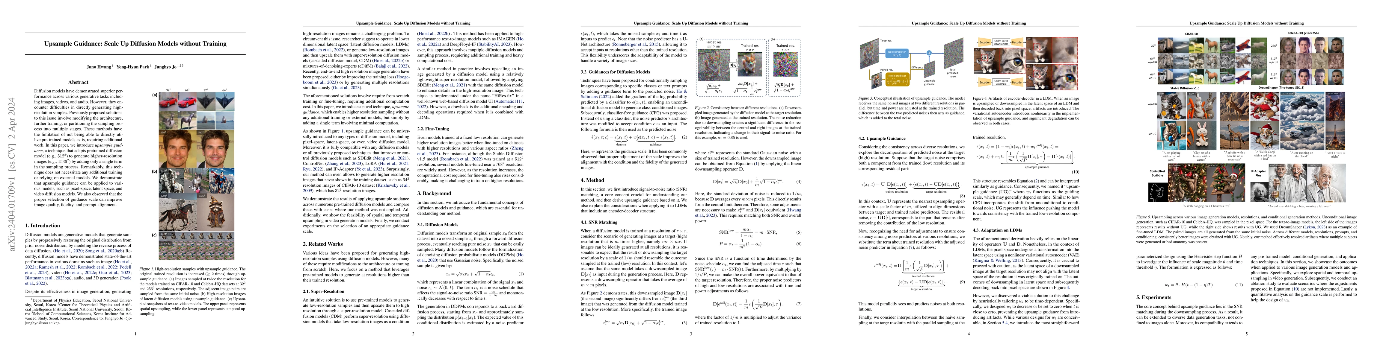 Thumbnail for Upsample Guidance: Scale Up Diffusion Models without Training