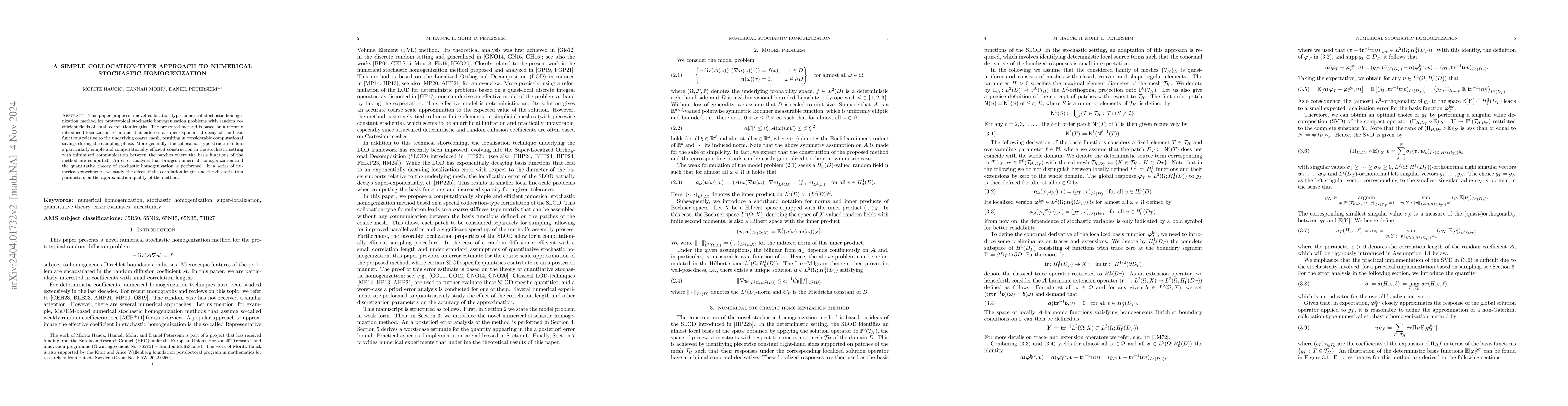 Thumbnail for A simple collocation-type approach to numerical stochastic
  homogenization
