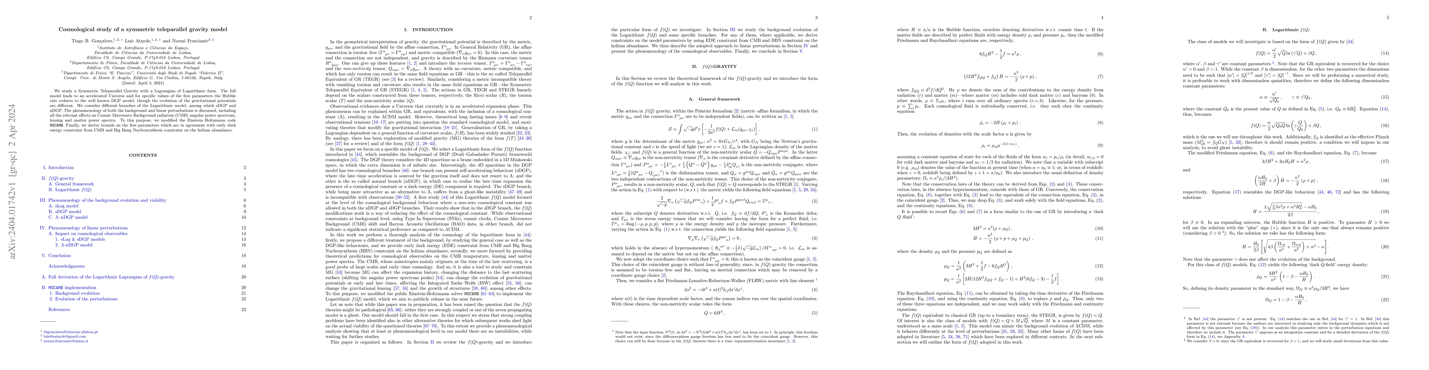 Thumbnail for Cosmological study of a symmetric teleparallel gravity model