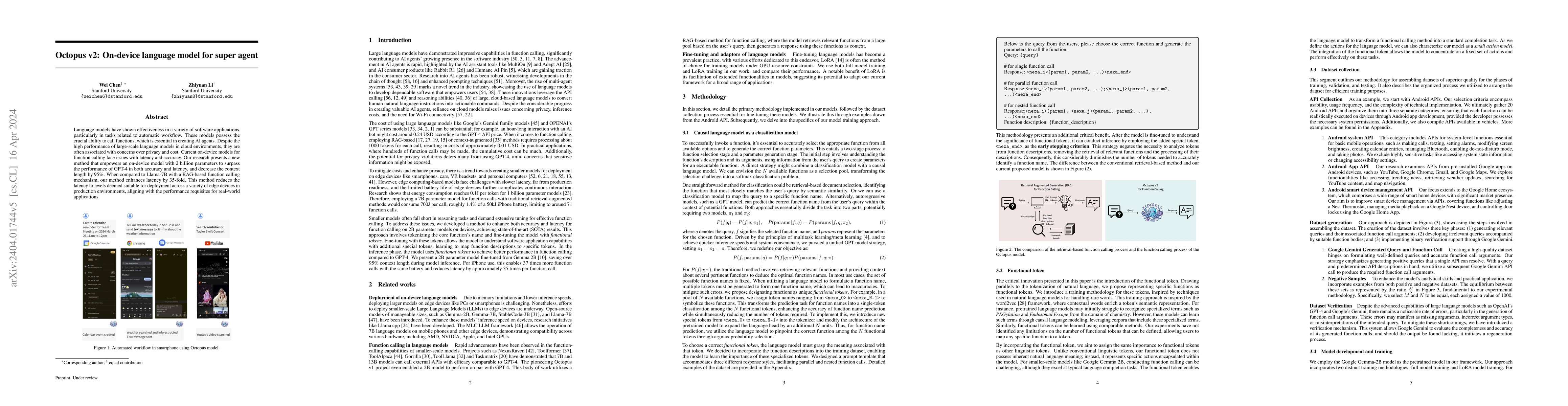 Thumbnail for Octopus v2: On-device language model for super agent