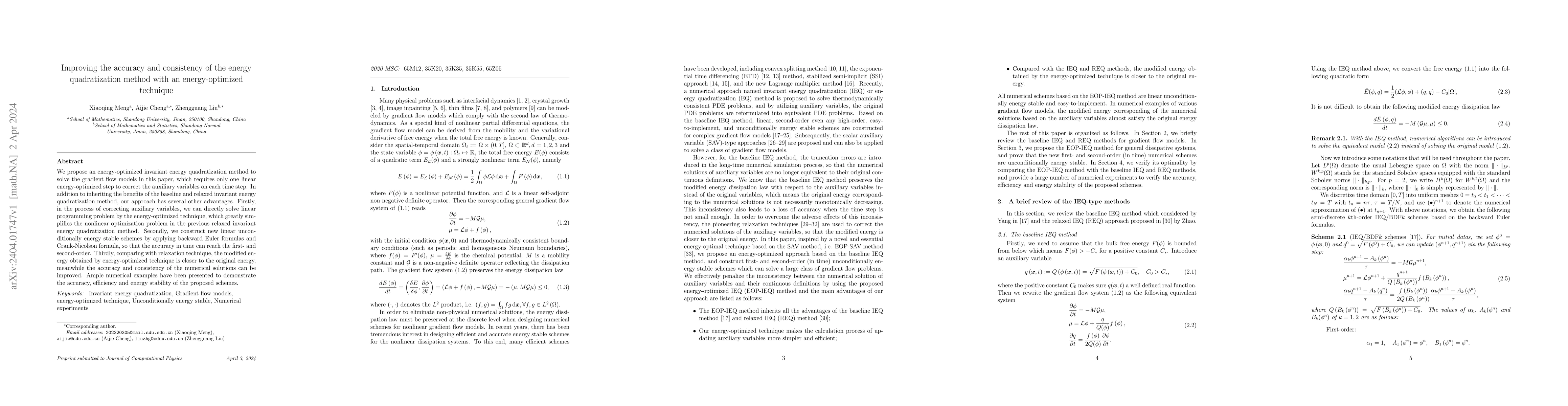 Thumbnail for Improving the accuracy and consistency of the energy quadratization
  method with an energy-optimized technique