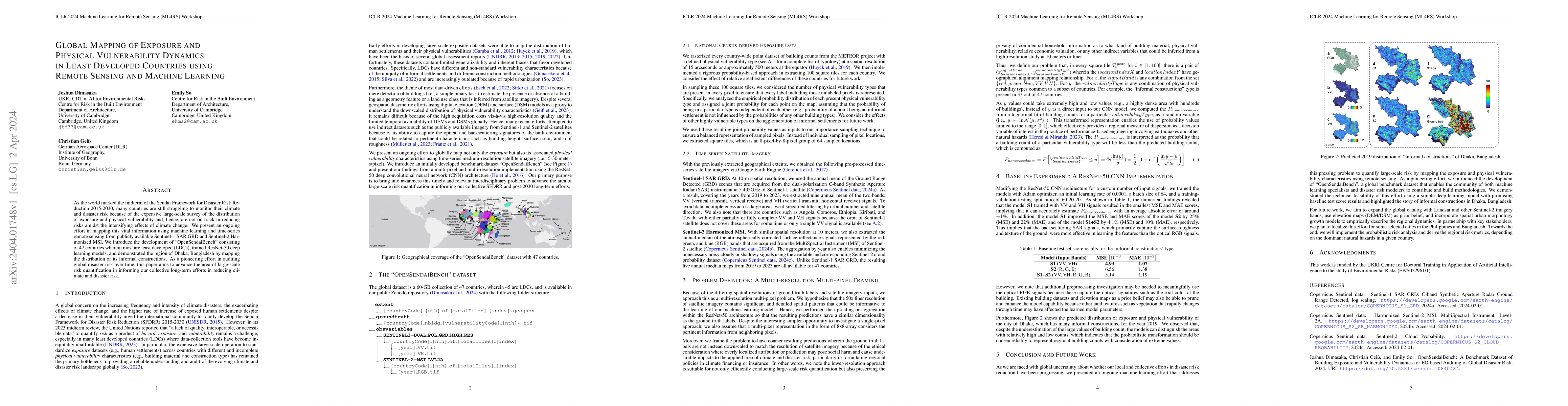Thumbnail for Global Mapping of Exposure and Physical Vulnerability Dynamics in Least
  Developed Countries using Remote Sensing and Machine Learning