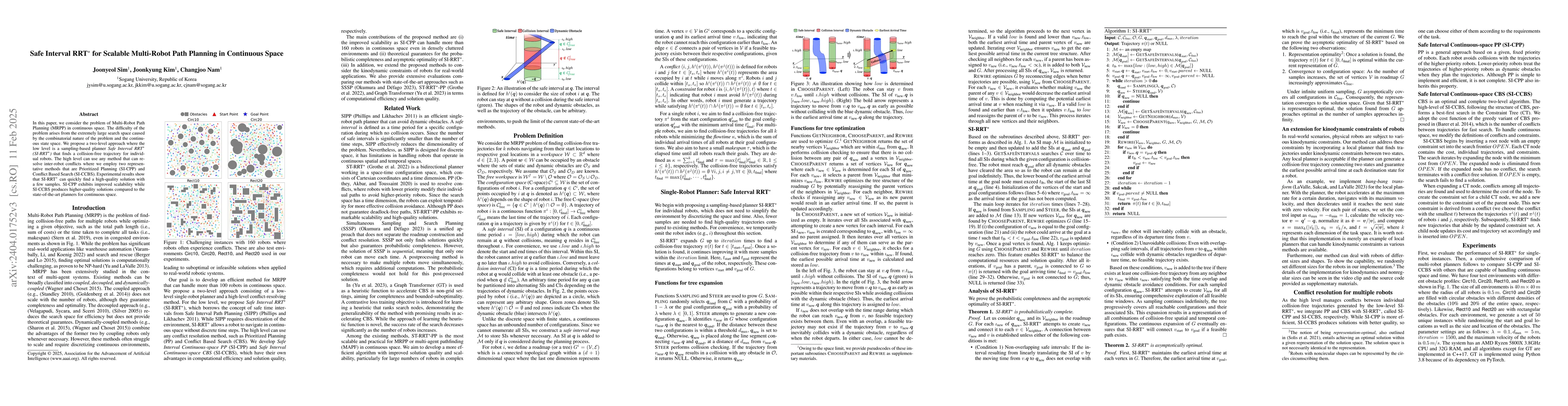 Thumbnail for Safe Interval RRT* for Scalable Multi-Robot Path Planning in Continuous
  Space