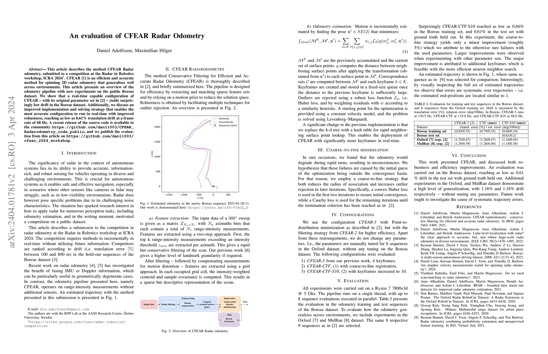 Thumbnail for An evaluation of CFEAR Radar Odometry