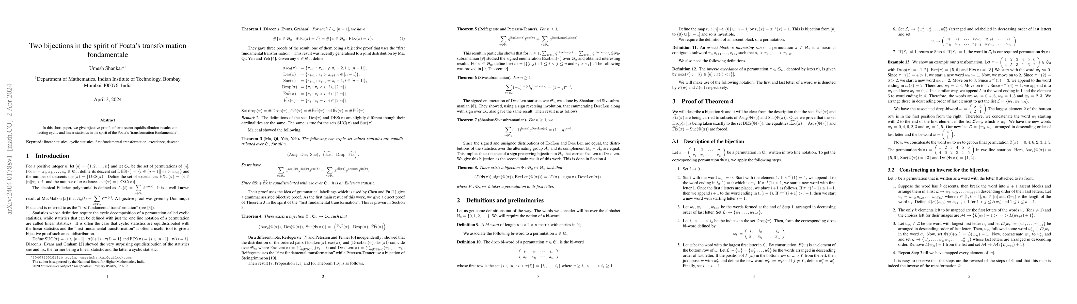 Thumbnail for Two bijections in the spirit of the transformation fondamentale