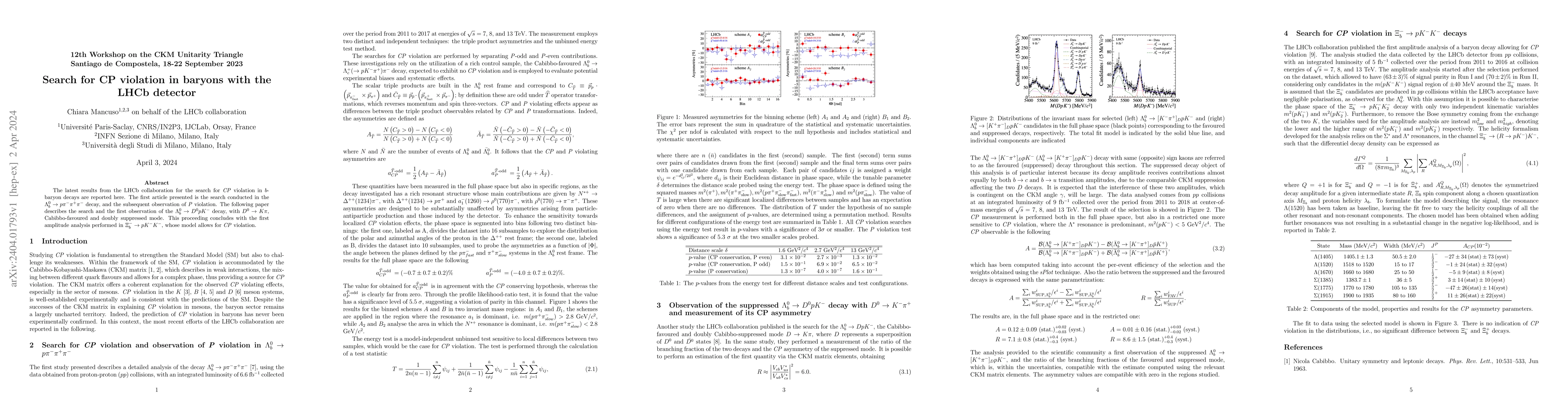 Thumbnail for Search of CP violation in baryons with the LHCb detector