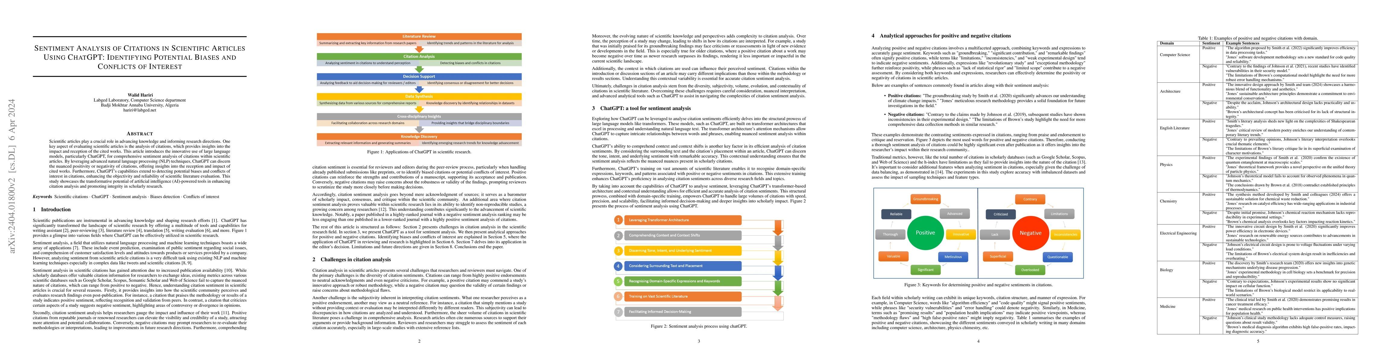 Thumbnail for Sentiment Analysis of Citations in Scientific Articles Using ChatGPT:
  Identifying Potential Biases and Conflicts of Interest