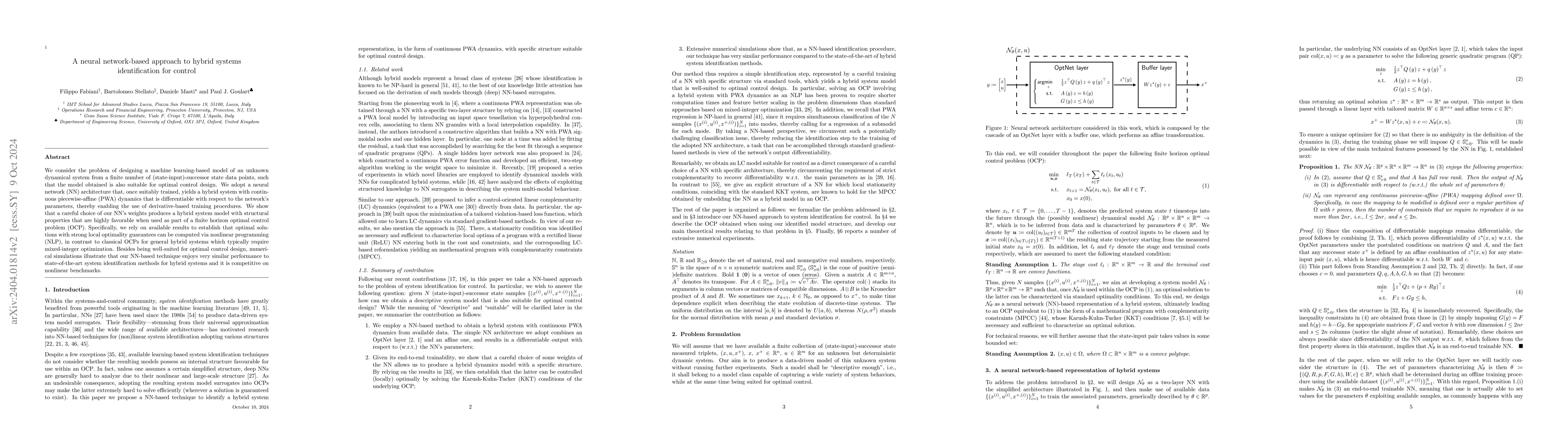 Thumbnail for A neural network-based approach to hybrid systems identification for
  control