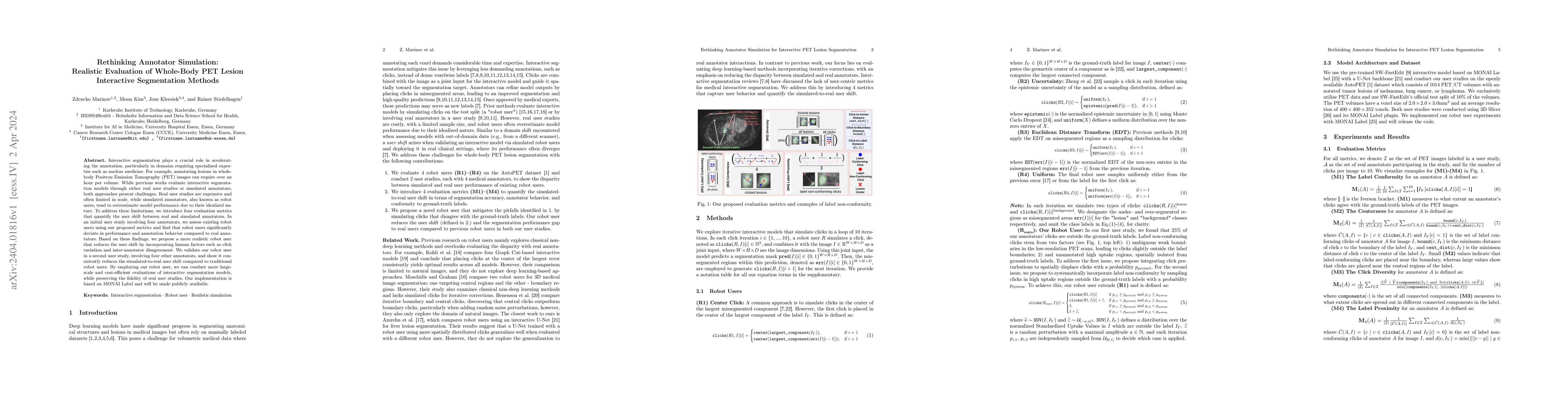Thumbnail for Rethinking Annotator Simulation: Realistic Evaluation of Whole-Body PET
  Lesion Interactive Segmentation Methods