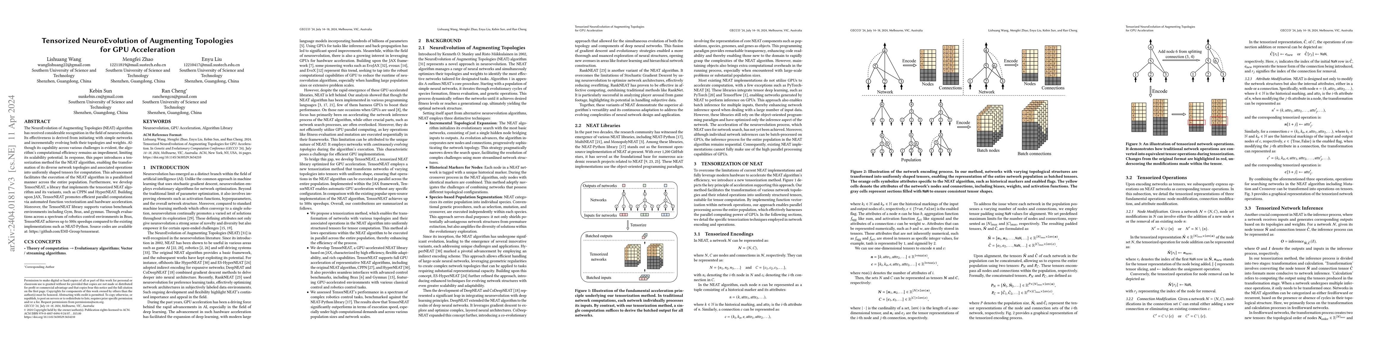 Thumbnail for Tensorized NeuroEvolution of Augmenting Topologies for GPU Acceleration