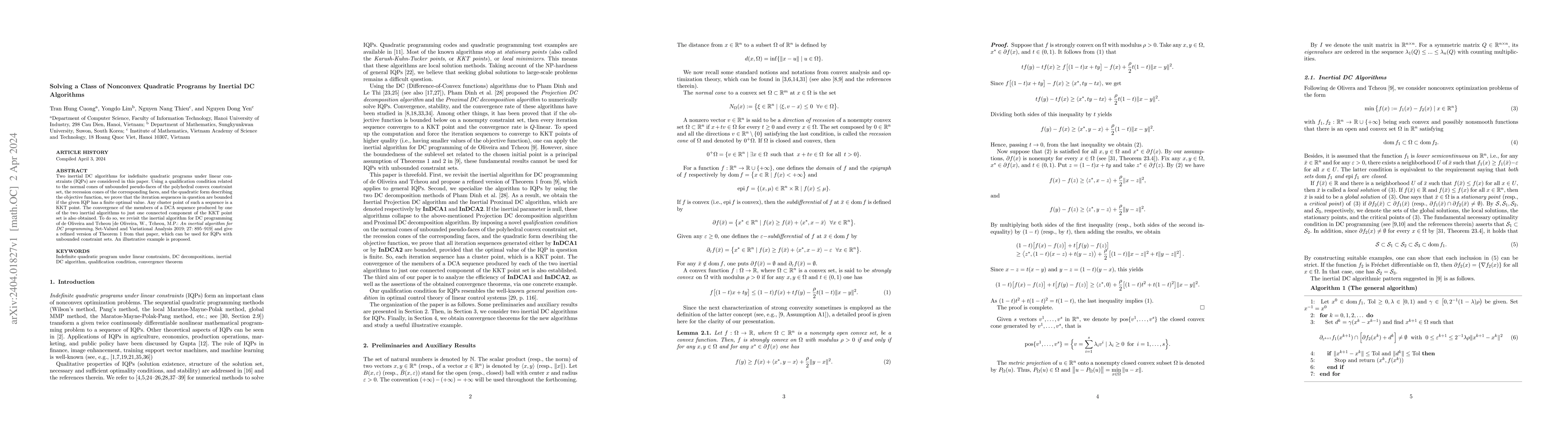 Thumbnail for Solving a Class of Nonconvex Quadratic Programs by Inertial DC
  Algorithms