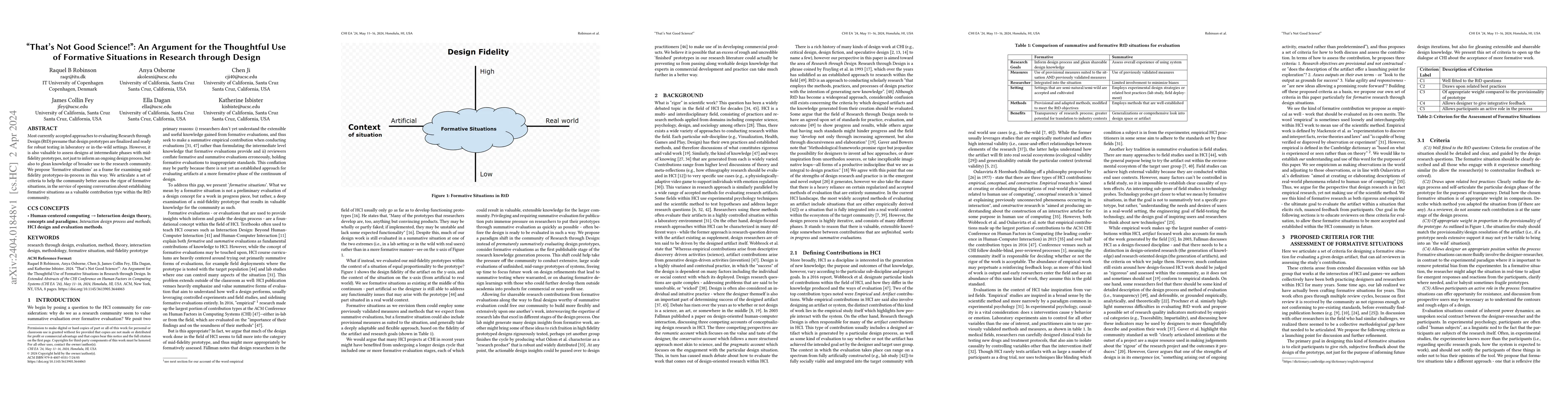 Thumbnail for "That's Not Good Science!": An Argument for the Thoughtful Use of
  Formative Situations in Research through Design
