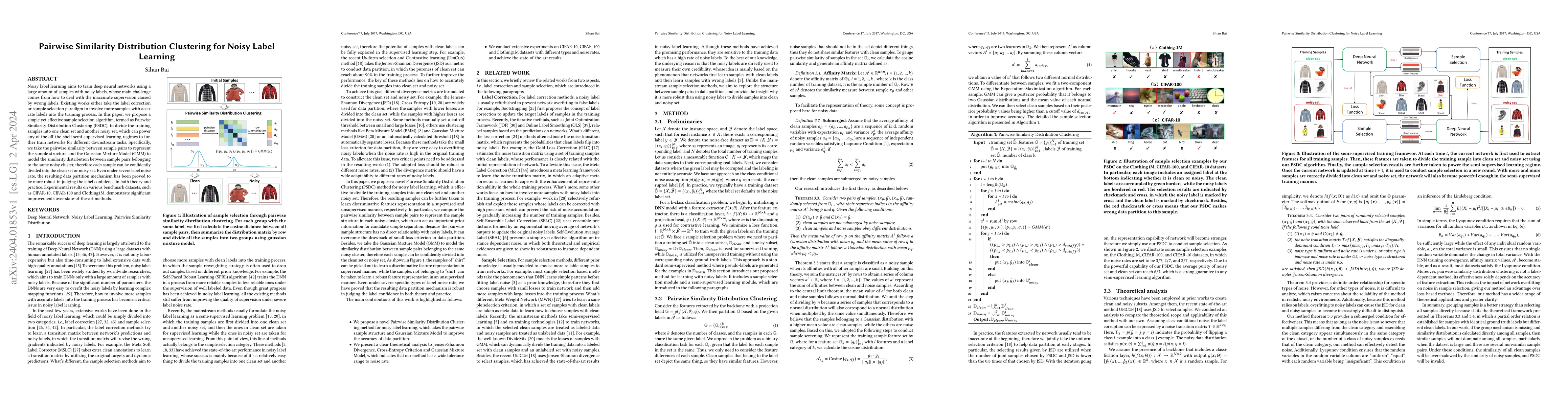 Thumbnail for Pairwise Similarity Distribution Clustering for Noisy Label Learning