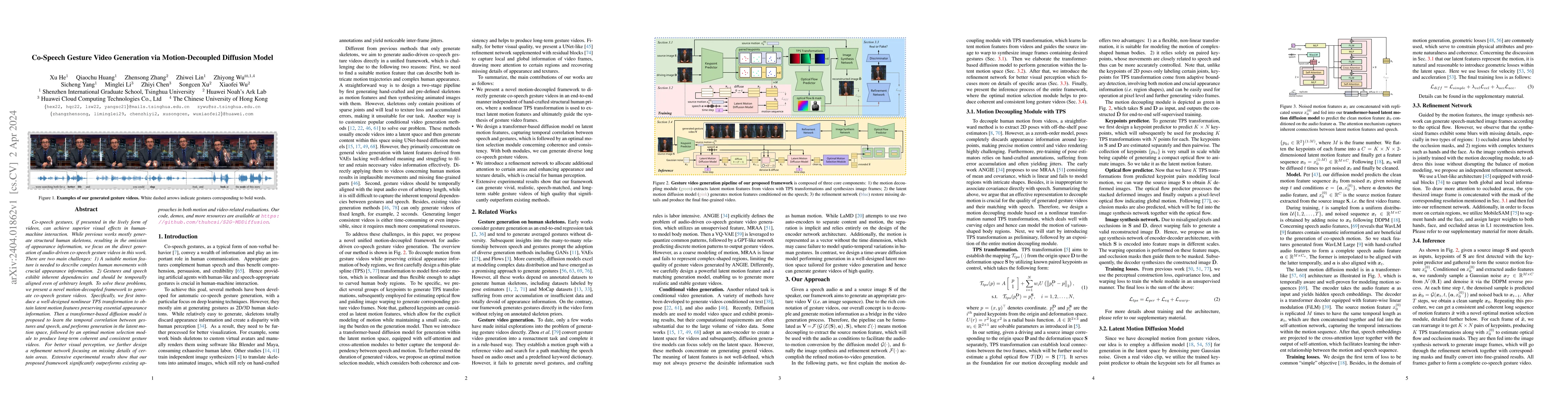 Thumbnail for Co-Speech Gesture Video Generation via Motion-Decoupled Diffusion Model