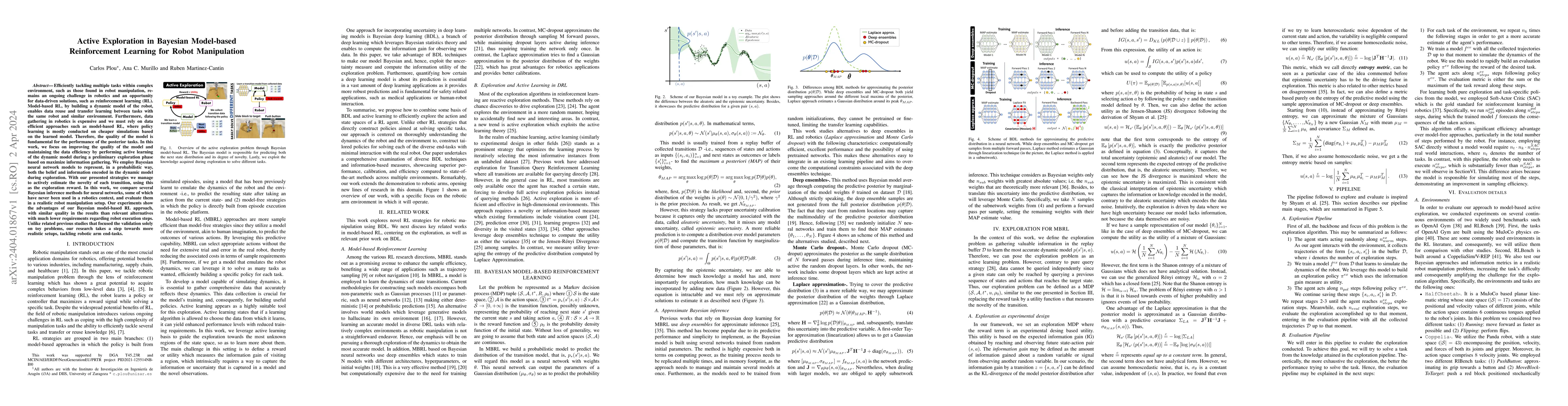 Thumbnail for Active Exploration in Bayesian Model-based Reinforcement Learning for
  Robot Manipulation
