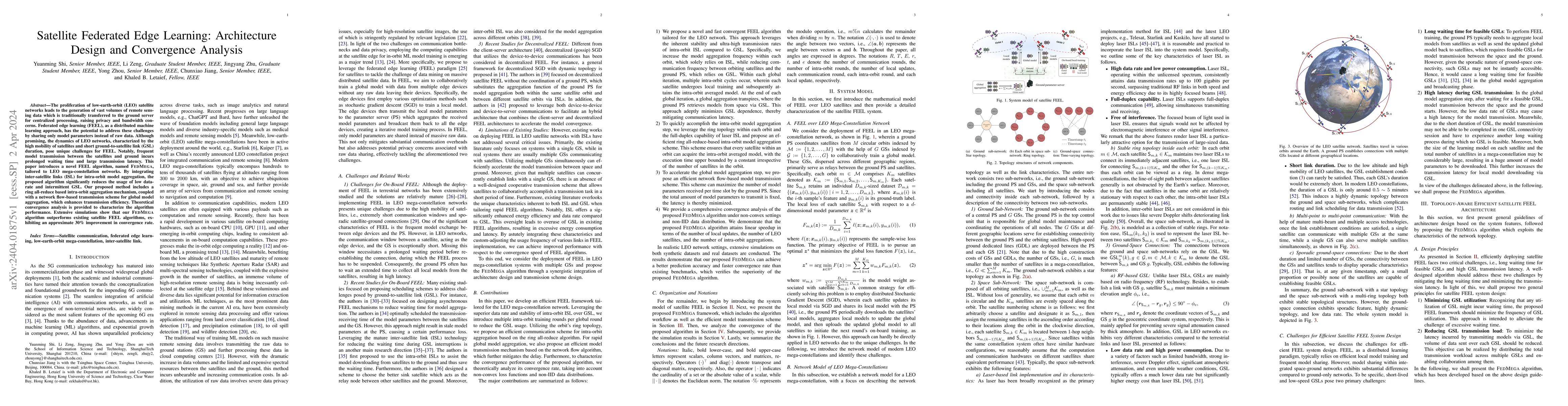 Thumbnail for Satellite Federated Edge Learning: Architecture Design and Convergence
  Analysis