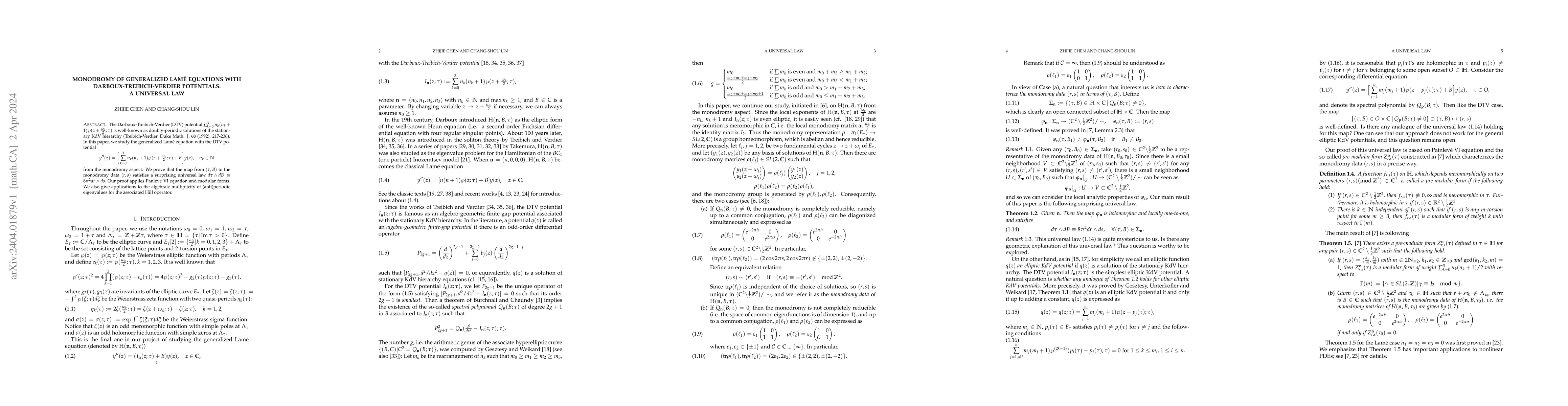 Thumbnail for Monodromy of generalized Lame equations with Darboux-Treibich-Verdier
  potentials: A universal law