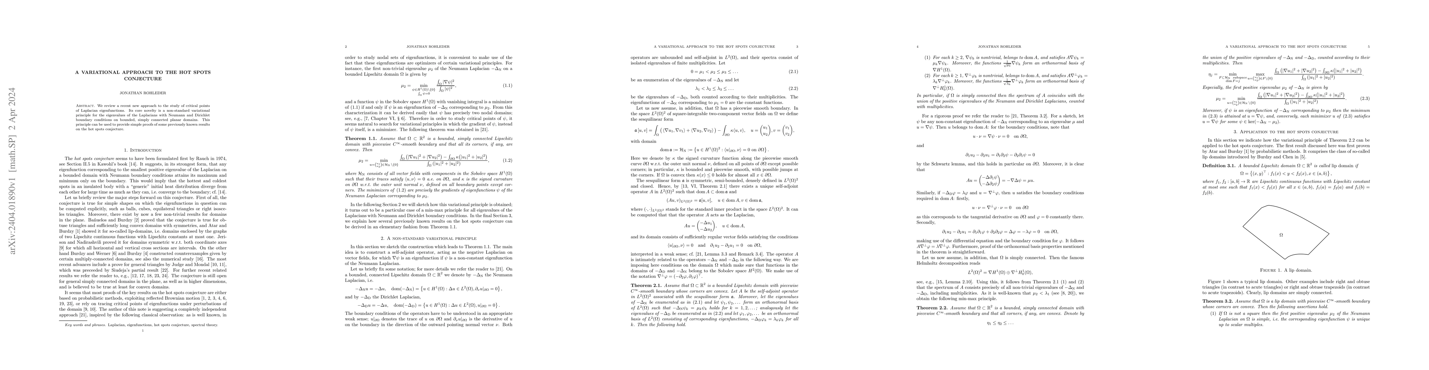 Thumbnail for A variational approach to the hot spots conjecture