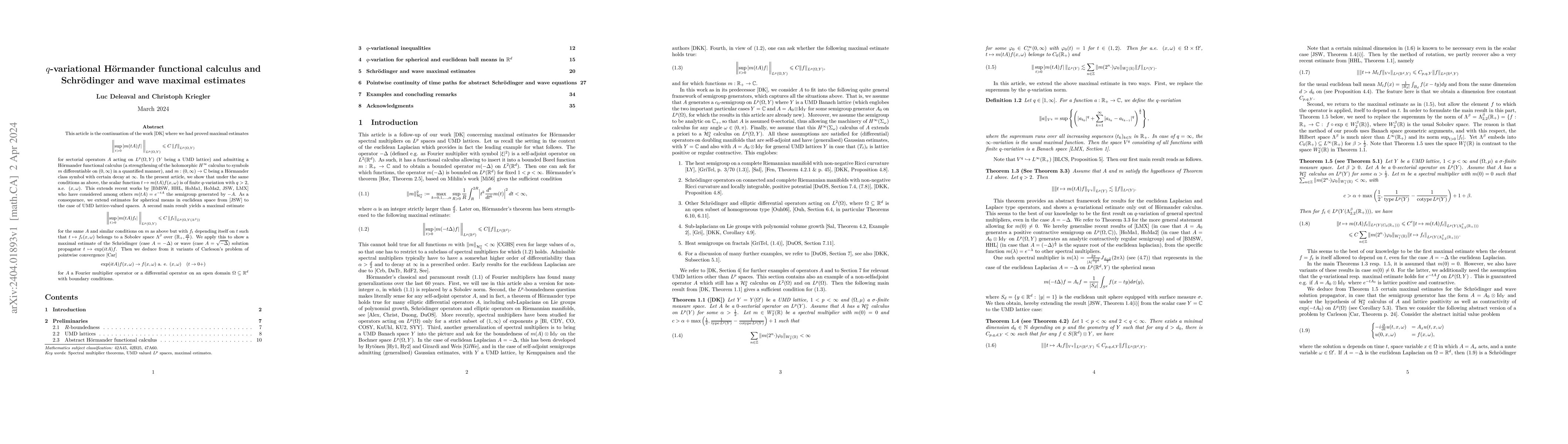 Thumbnail for $q$-variational H{\"o}rmander functional calculus and Schr{\"o}dinger
  and wave maximal estimates