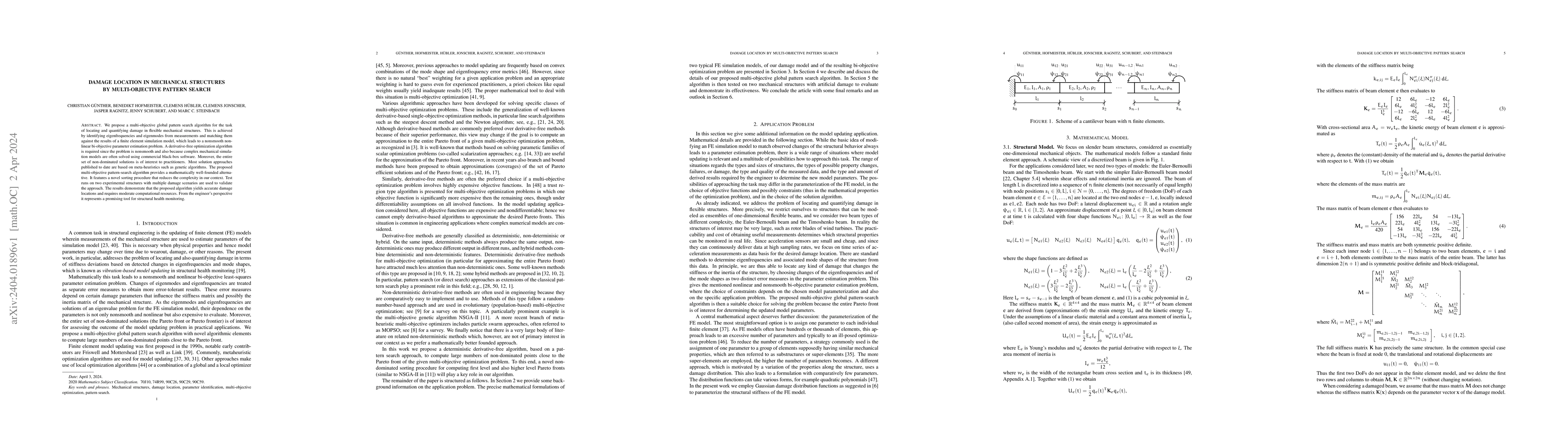 Thumbnail for Damage Location in Mechanical Structures by Multi-Objective Pattern
  Search