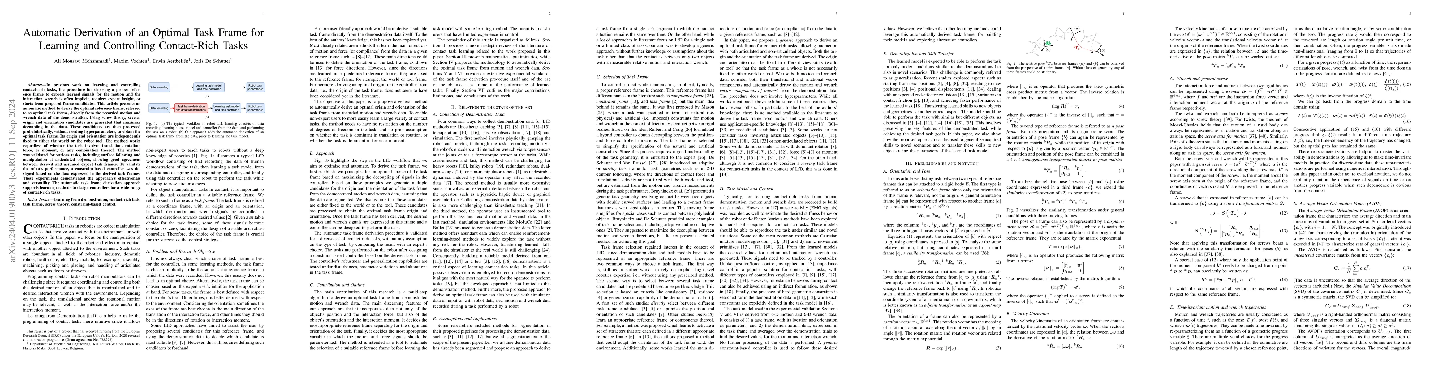 Thumbnail for Automatic Derivation of an Optimal Task Frame for Learning and
  Controlling Contact-Rich Tasks