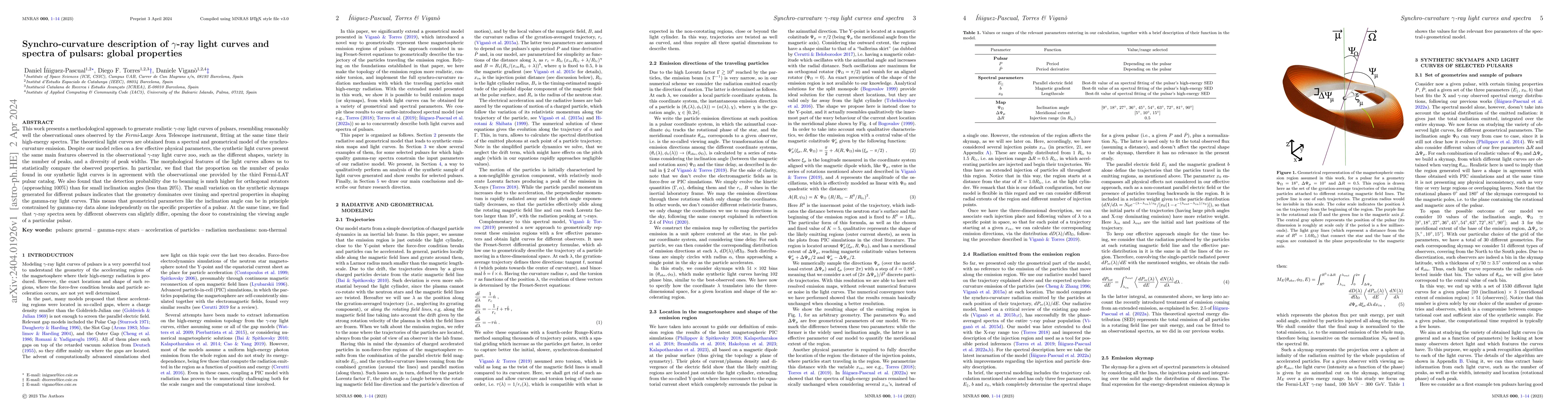 Thumbnail for Synchro-curvature description of $\gamma$-ray light curves and spectra
  of pulsars: global properties