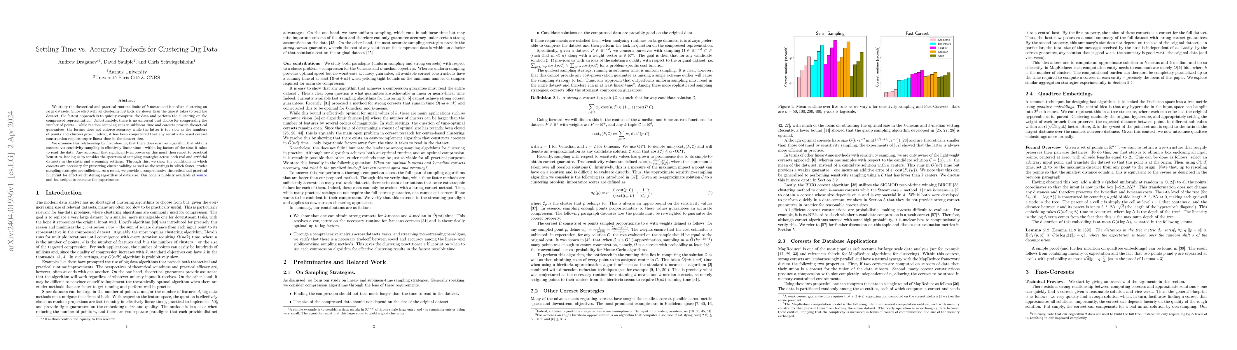 Thumbnail for Settling Time vs. Accuracy Tradeoffs for Clustering Big Data