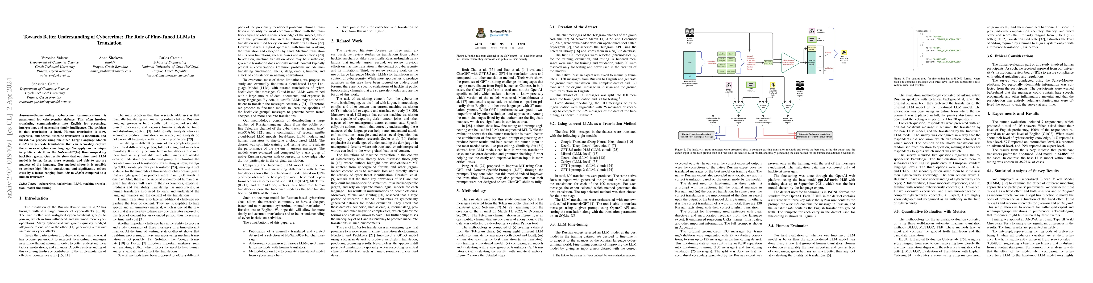 Thumbnail for Towards Better Understanding of Cybercrime: The Role of Fine-Tuned LLMs
  in Translation