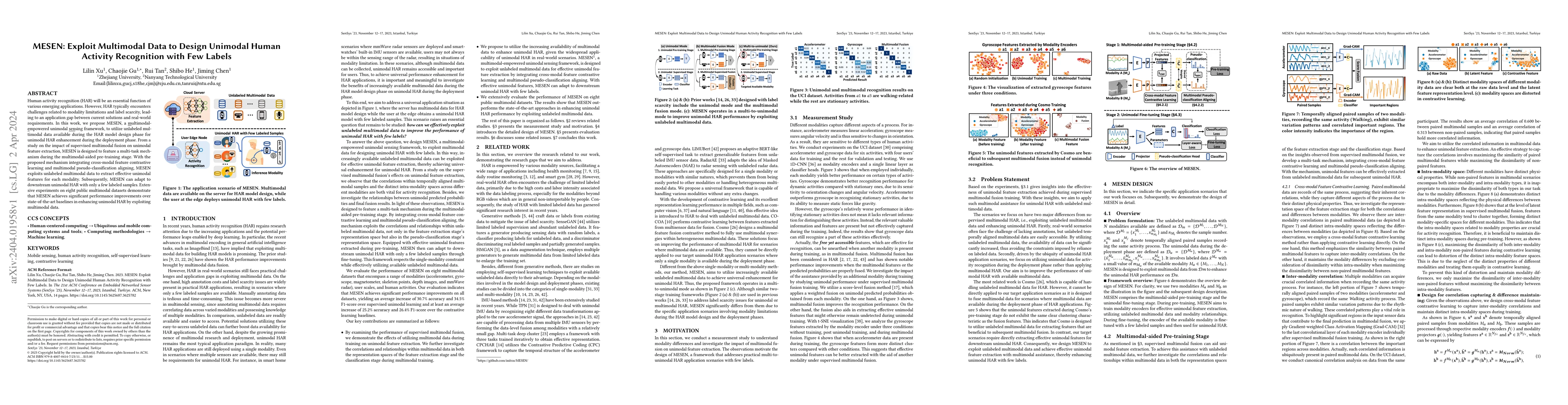 Thumbnail for MESEN: Exploit Multimodal Data to Design Unimodal Human Activity
  Recognition with Few Labels