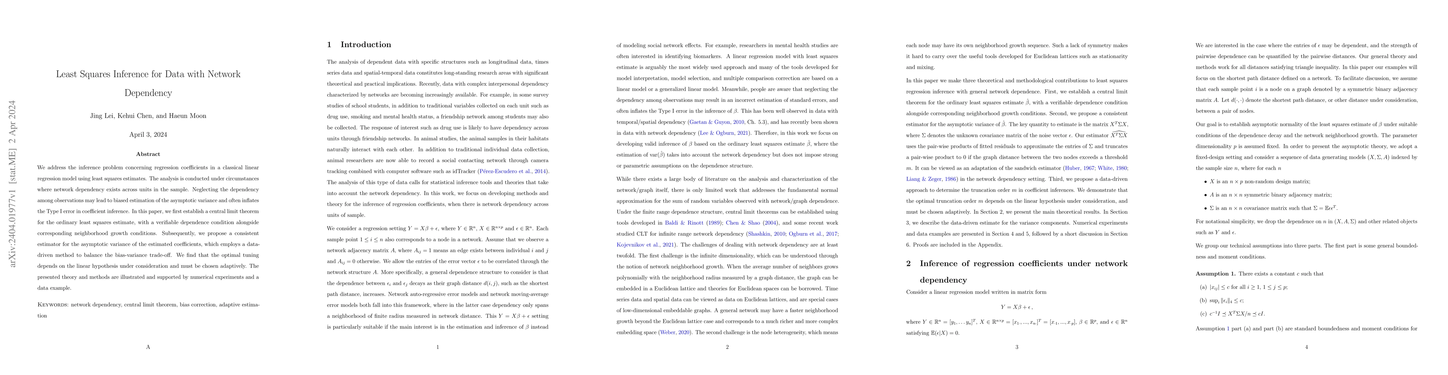 Thumbnail for Least Squares Inference for Data with Network Dependency