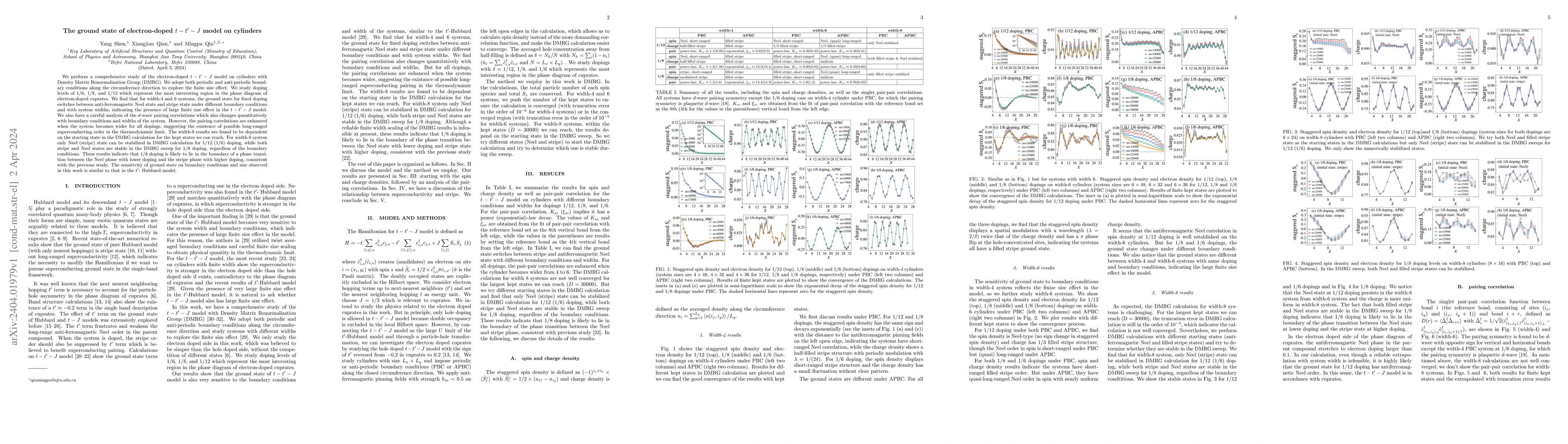Thumbnail for The ground state of electron-doped $t-t'-J$ model on cylinders
