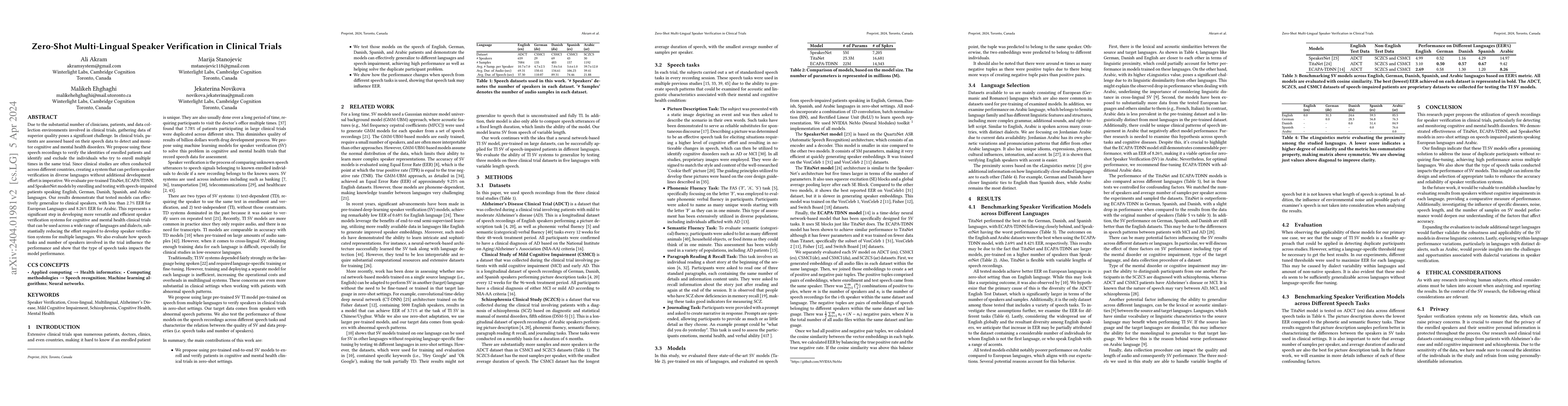 Thumbnail for Zero-Shot Multi-Lingual Speaker Verification in Clinical Trials