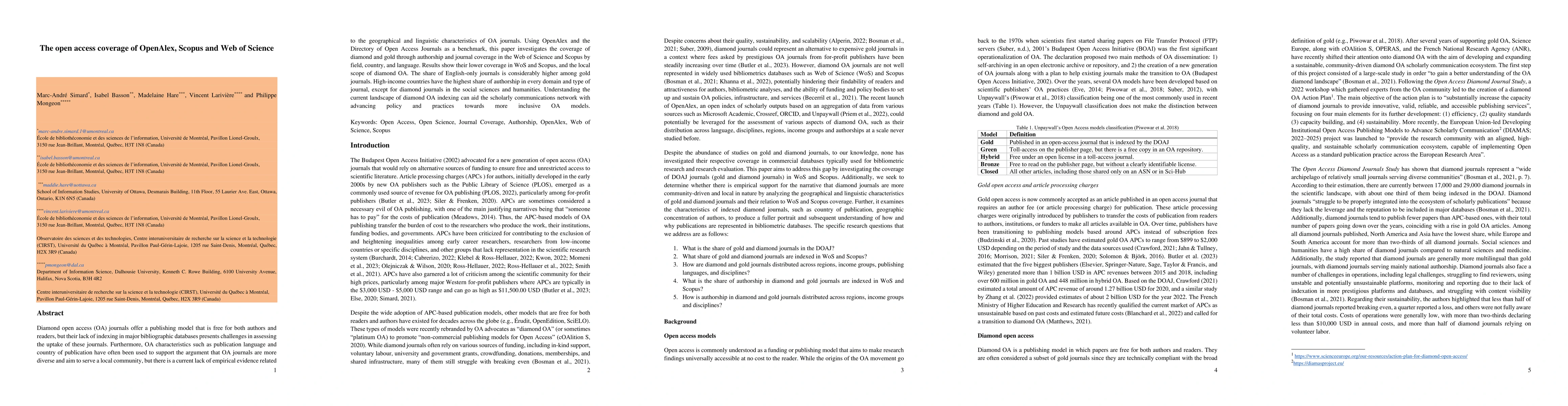 Thumbnail for The open access coverage of OpenAlex, Scopus and Web of Science