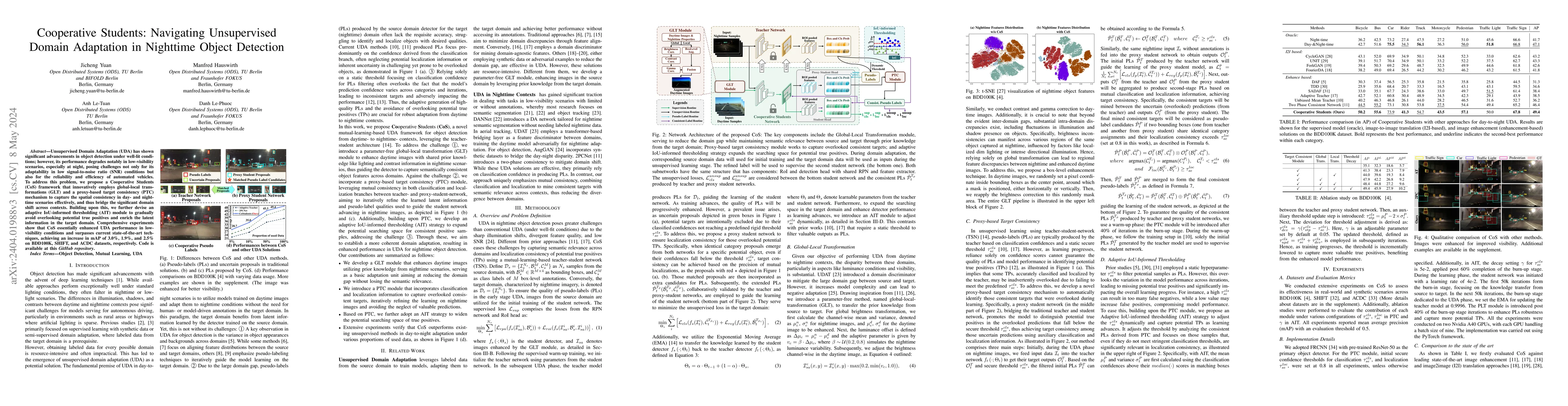 Thumbnail for Cooperative Students: Navigating Unsupervised Domain Adaptation in
  Nighttime Object Detection
